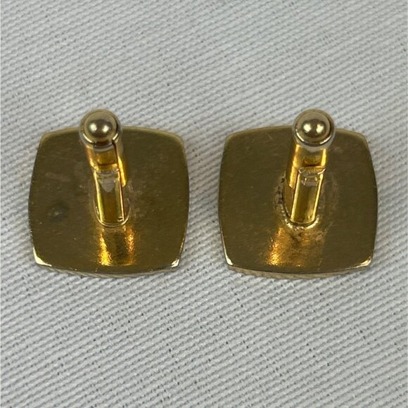 Vintage Gold Tone Starburst Cufflinks Square Design Mens Accessories - Picture 5 of 7